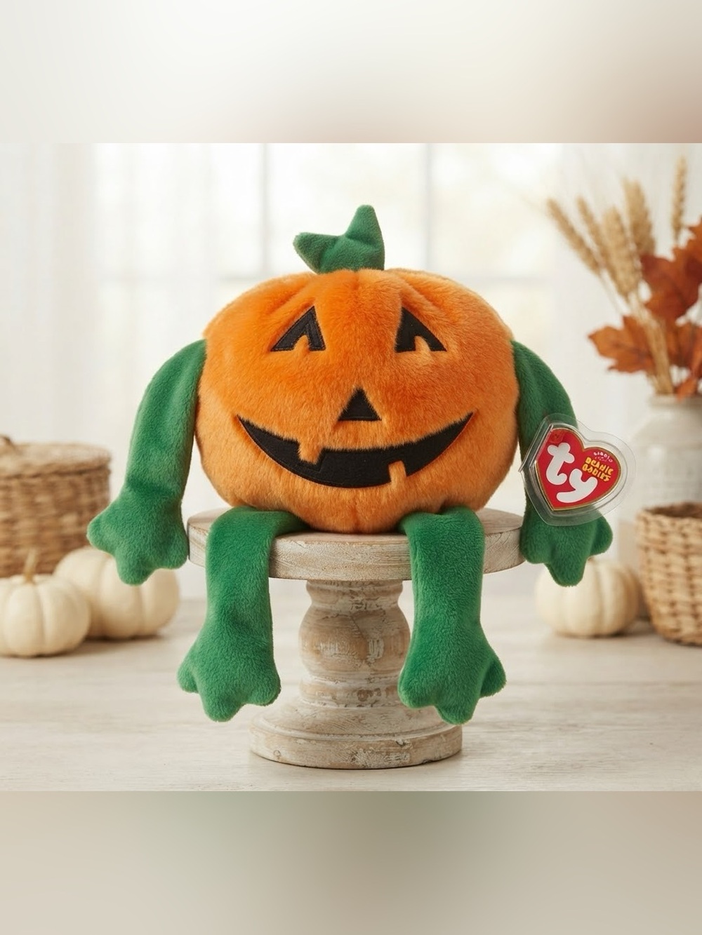 TY Beanie Babies Buddies 14" Pumkin Halloween Thanksgiving Fall Plush 1999